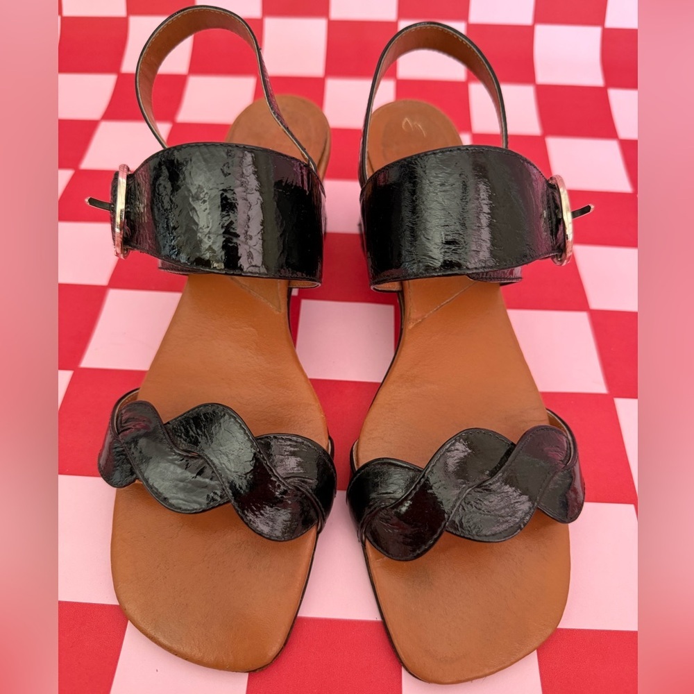 Vintage Black Patent Women's Sandals